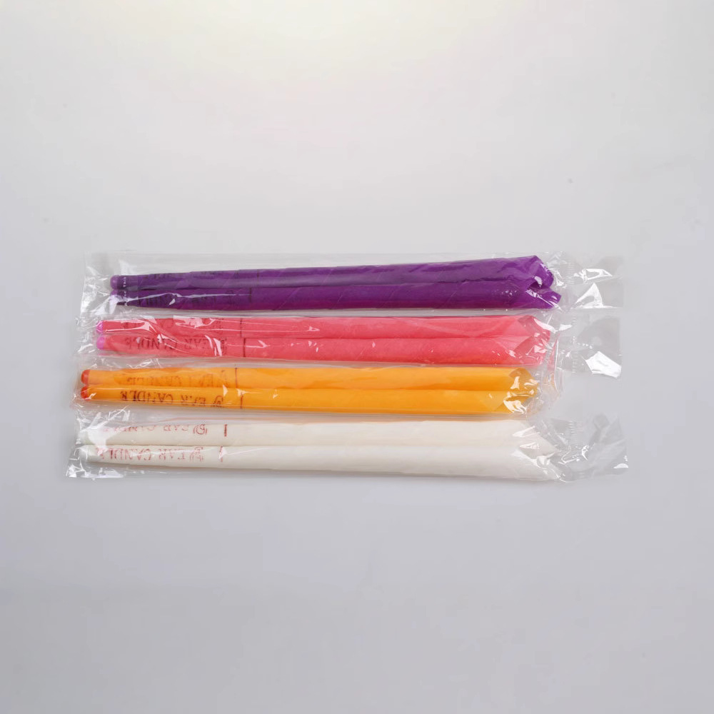 Factory Direct batch aromatherapy flared ear candle with plug 8 colors transparent bag tapered head ear candle stick multi-color