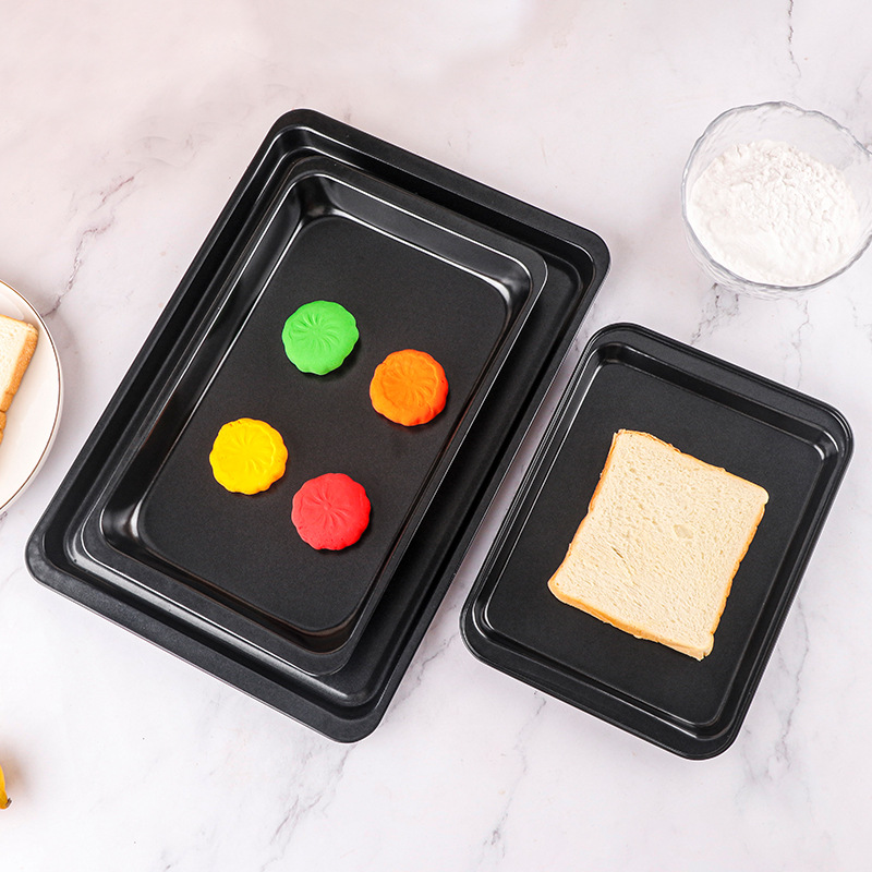 Thickened 8-14inch Rectangular Non-Stick Baking Pan Baking Cake Bread Oven Chassis Cookie Shallow Plate