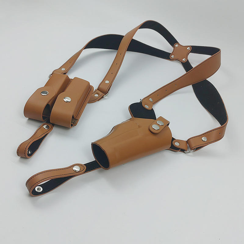 New Tactical Underarm Leather Gun Holster Tactical 92g Outdoor Hidden Gun Bag Quick Draw Double Row Magazine Bag