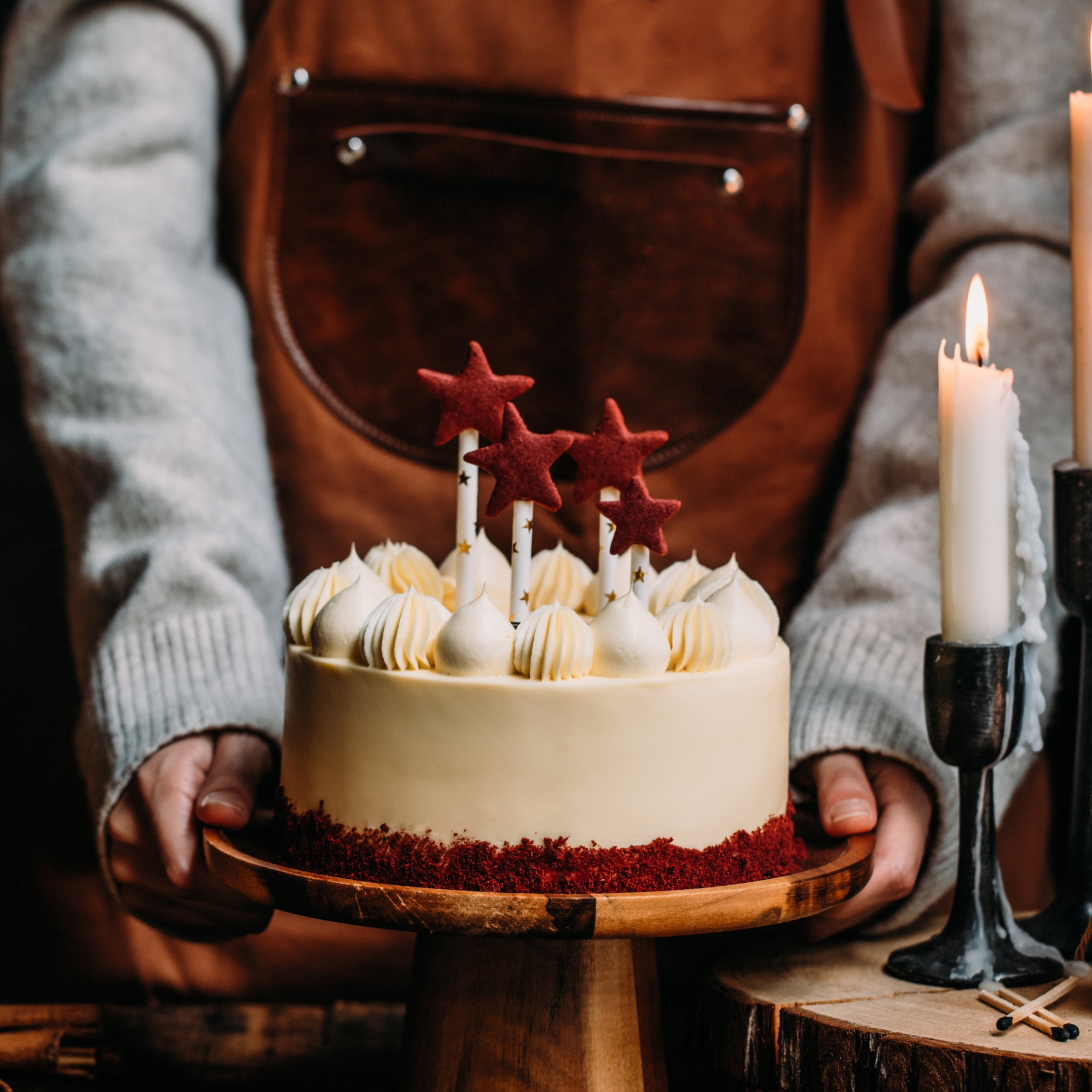 /Star Red Velvet Cheese Birthday Fresh Cake Animal Cream Double Layer Chengdu City Delivery No