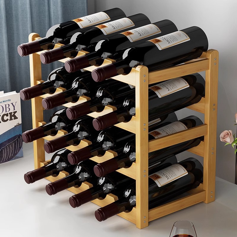 Simple Wine Rack Ornaments, Home Wine Cabinet Storage Rack, Solid Wood Living Room Wine Display Rack, Bar Wine Rack
