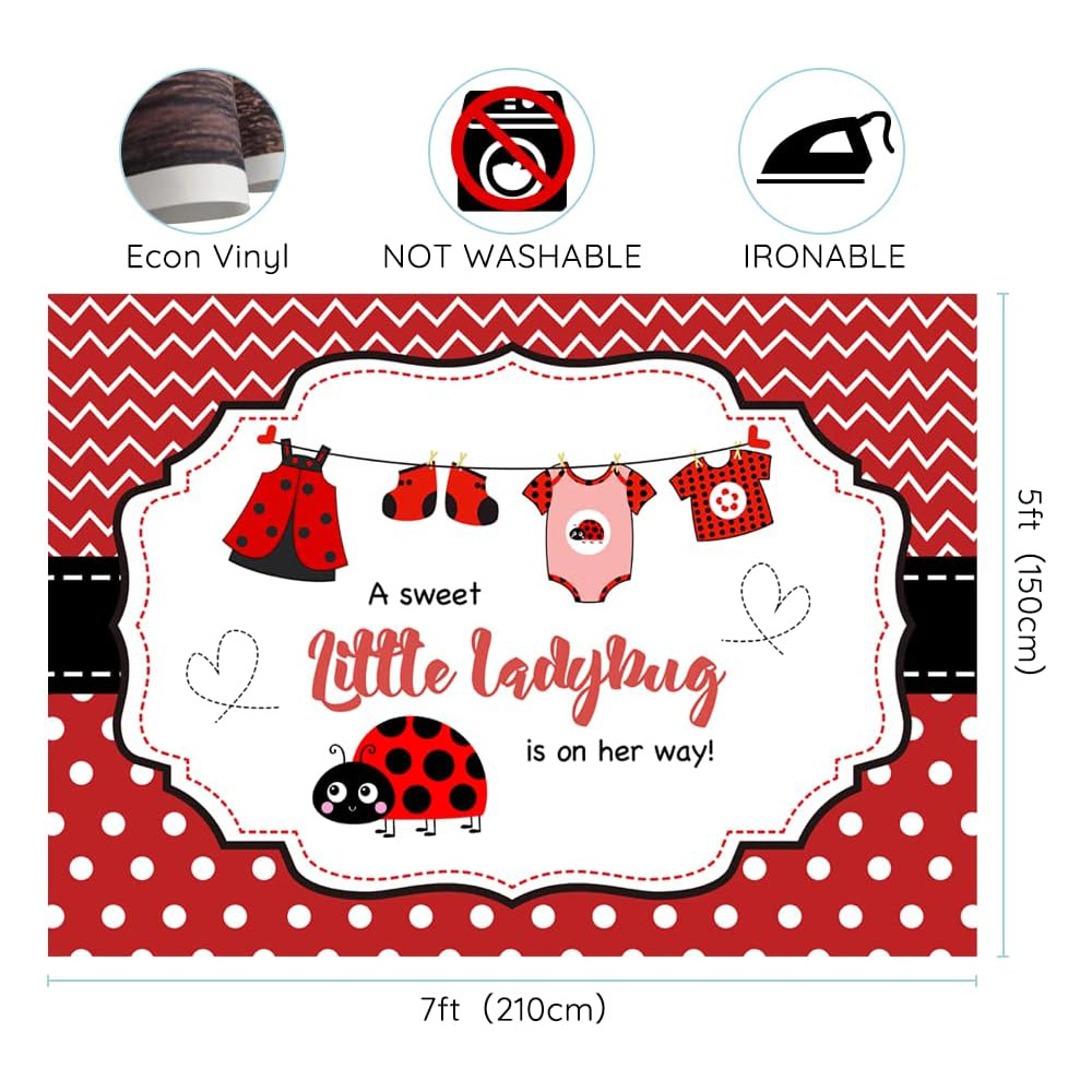 7x5ft Ladybug Baby Party Backdrop One Cute Little Girl Is on the Road Photography Background