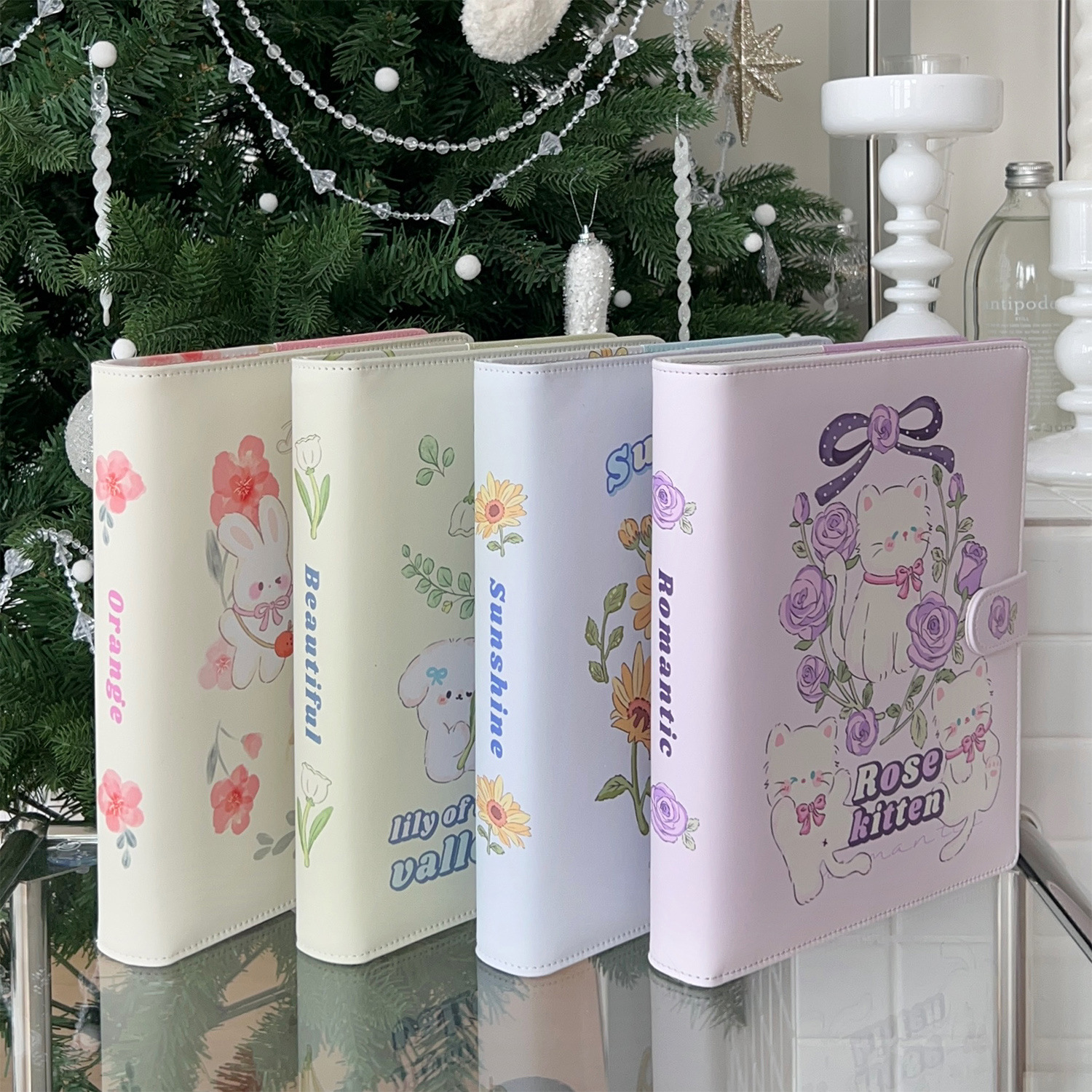 ПУ альбом для фотографий на 6 отверстий, розовый котенок, A5, расширенный, милый мультяшный магнитный замок, альбом на 3 дюйма с звездами