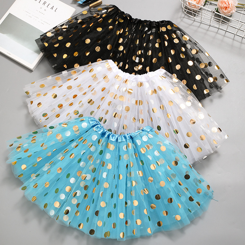 Amazon Aliexpress European and American Kidsren's Polka Dot Sequined Tutu Skirt Polka Dot Dance Skirt Tutu Gauze Skirt Manufacturer Polka Dot