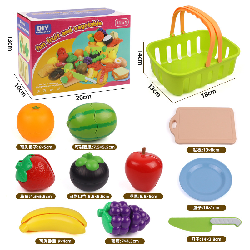 Children's Toys for Play-house Simulation Peelable Fruits and Vegetables Cut and Play Peelable Fruits and Vegetables Toys for Boys and Girls