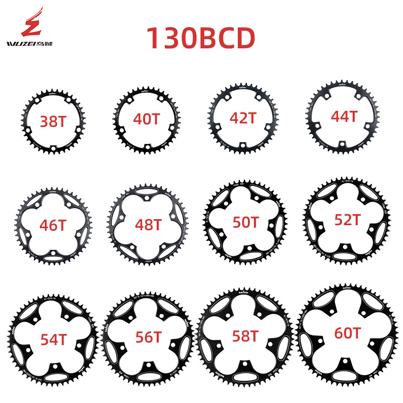 Wuzei 130Bcd Road Bike Crankset Aluminum Ultra-Light Disc 50T52T54T56T58T
