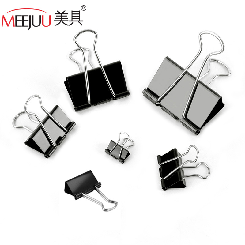 Заводская прямая продажа, черный цветной длинный зажим, металлический зажим для офисных канцелярских товаров