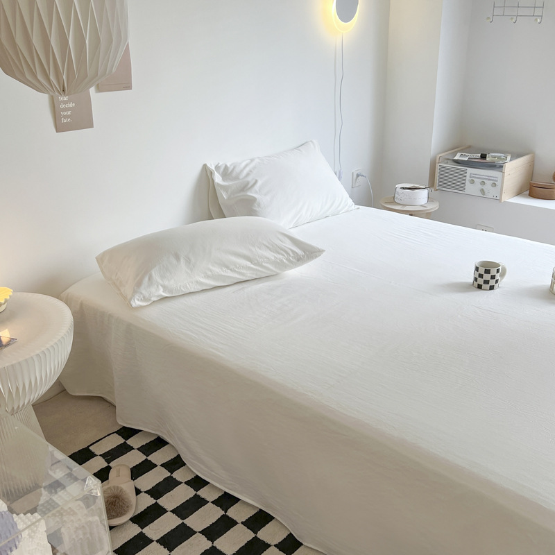 Ins Style Summer Bed Bed Sheets Single Piece Student Dormitory Single 1.5m Washable Machine Washable Brushed Pure Fully Washed Cotton Bed Bed Sheets