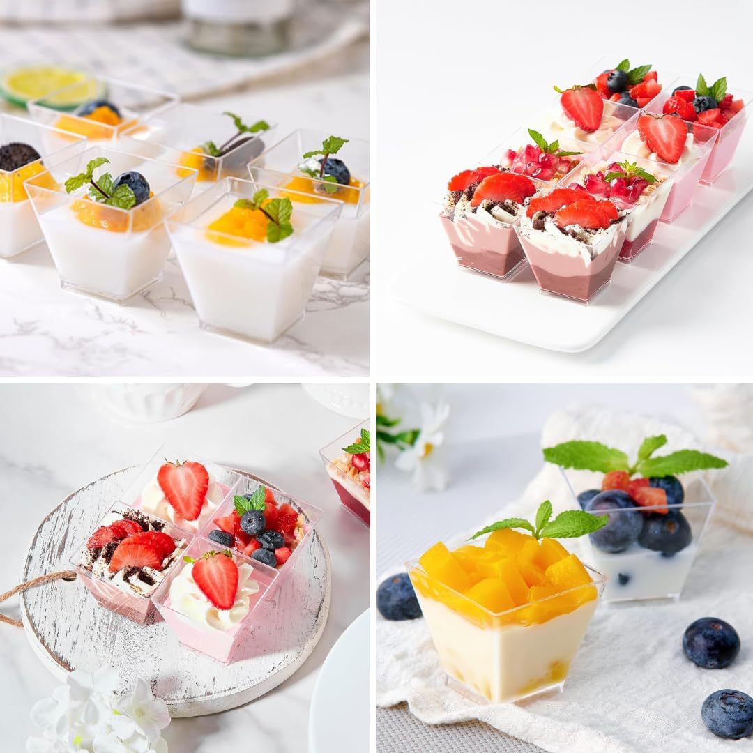 Disposable transparent creative jelly dessert table mousse cup portable mini square plastic cup factory wholesale