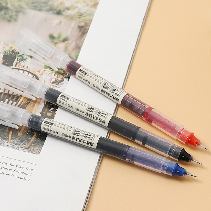 Straight liquid ballpoint pen for students exam black full needle tube 0.5mm red gel pen quick-drying pen signature pen