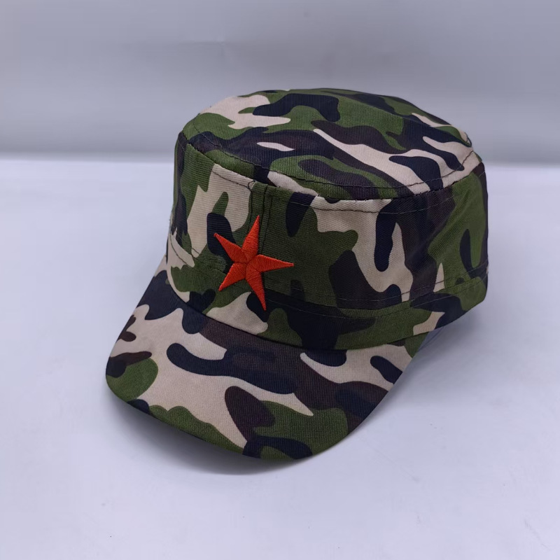 Embroidered hat camouflage five-star flat cap men's and women's retro performance cap children's campus cap a generation of children
