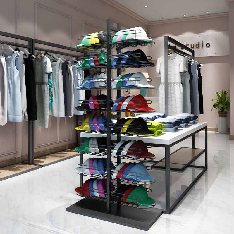 Hat Holder Hat Storage Rack Display Rack Hat Rack Multi-Layer Hanging Iron Rack Clothing Store Double-Sided Floor-Standing
