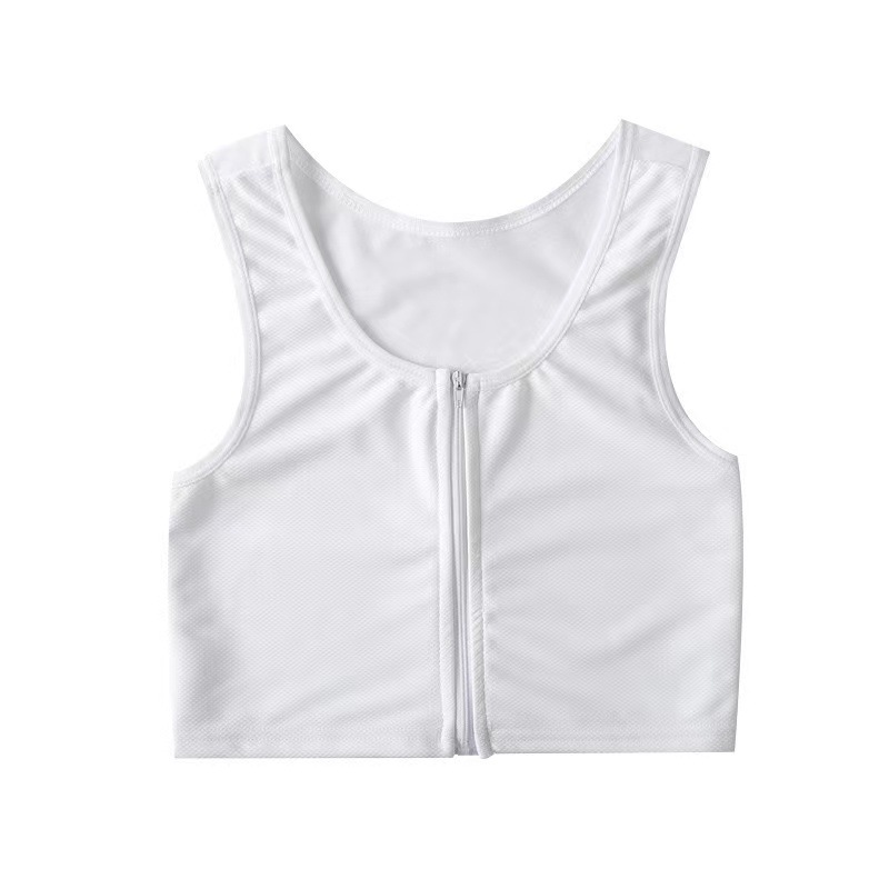 Corset front zipper underwear chest reducing les big chest small solid color Student Development sports vest plastic corset shockproof