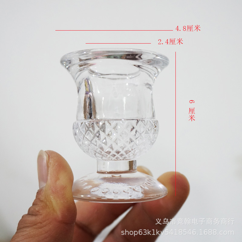 Wholesale Small Flower Bottom Pole Wax Glass Candlestick Glass Wax Table Wedding Western Restaurant Party Desktop Candlestick Ornaments