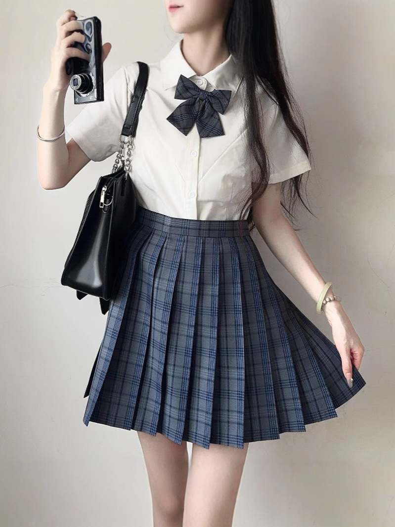Summer Jk Uniform Waist-Cinching School Style Skirt Girly Pleated Skirt High-Waisted Short Skirt High-Waisted Slimming