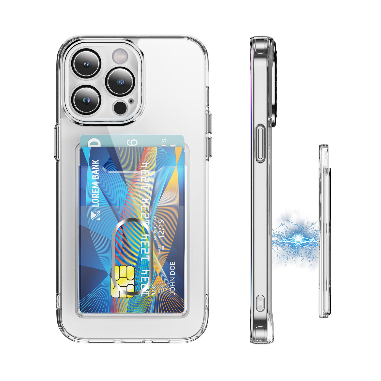 Vertical card B magnetic ring for Apple Samsung mobile phone universal magnetic absorption high permeability PC card bag can hold two cards