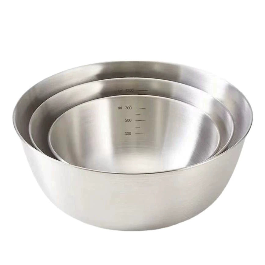 Stainless Steel Salah Basin Egg Basin Korean-style Household Baking and Facial Basin with Scale Household Bowl Cooking Basin Mixing Bowl