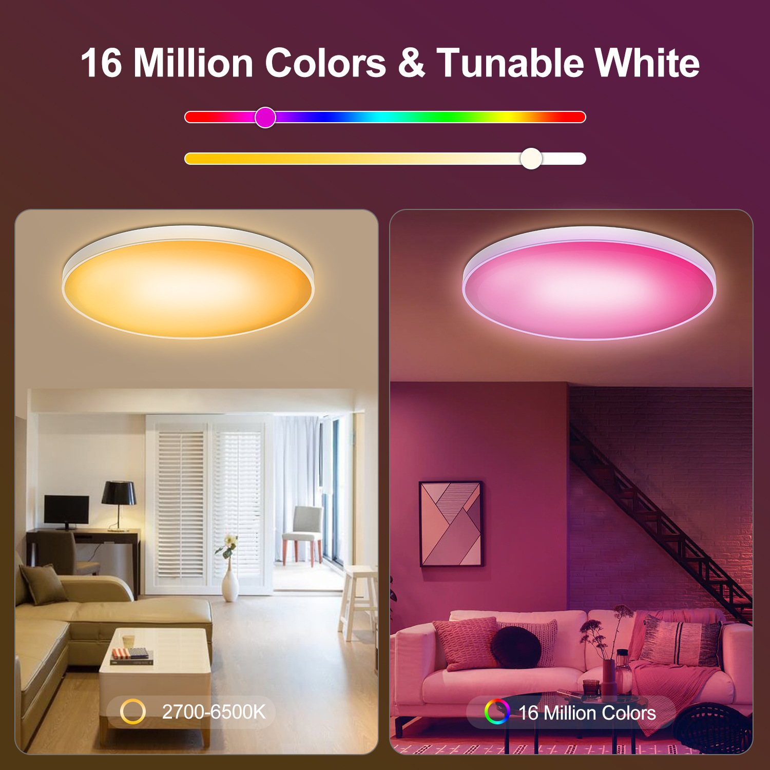 Factory Direct Sales Bluetooth Ceiling Lamp Colorful Dimming Smart Wifi Bedroom Round Led Living Room Lamp Cross-Border Exclusive Supply