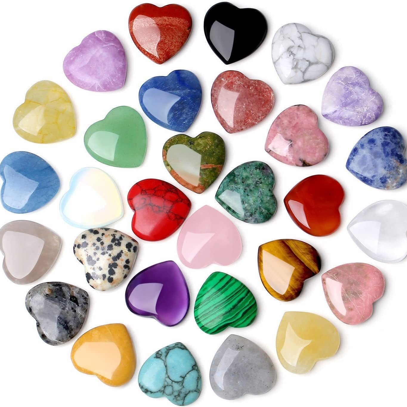 Cross-Border Hot Selling Natural Crystal 20mm Heart-Shaped Heart Natural Stone Ornaments Gemstone Wholesale Natural Stone Accessories