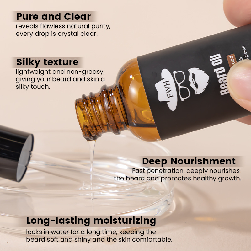 Cross-Border 30ml Men's Beard Oil Beard Care Essential Oil Set Beard Thickening Oil Beard Growth Liquid Wholesale