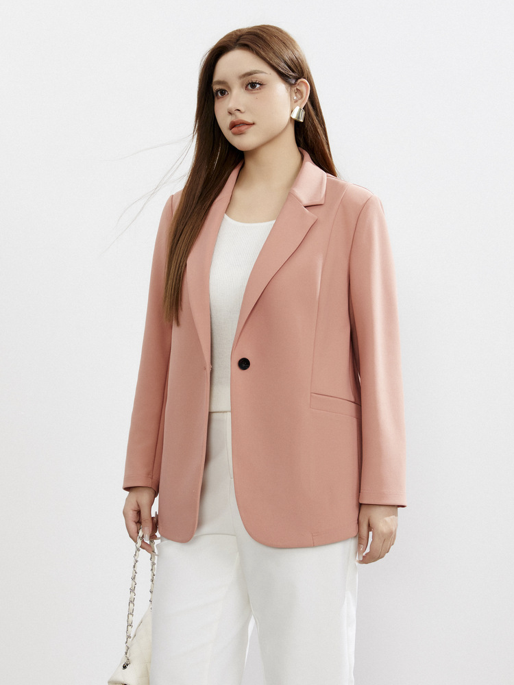 Xianlixiu Spring New Plus Size Women's Clothing Fat mm High-end Elegant Work Clothing Versatile Elastic Comfortable Pure Color Suit