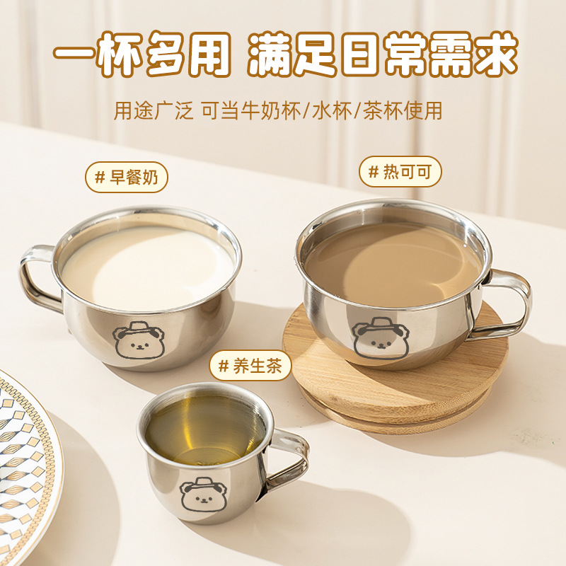 Stainless Steel Baby Cup Mini Water Cup Food Grade Household Children's Anti-scalding Children's Cup with Handle Special Drinking Cup