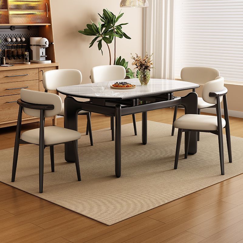 Txp1 Scandinavian Style Slate Dining Table and Chair Combination Modern Simple Household Small Apartment Solid Wood Retractable Induction Cooker Rice