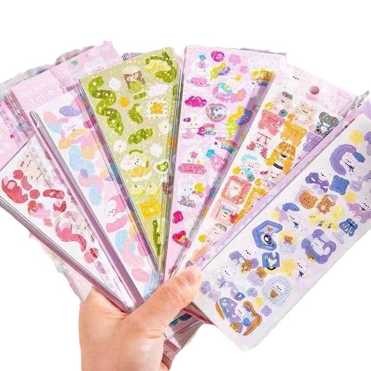 Laser Goo Card Sticker DIY High Color Value Girl's Hand Account Paste Goo Ka Children's Hand Account Laser Sticker Match with Heart