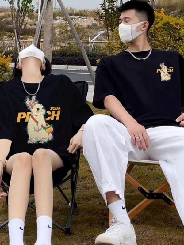 Not the same special lovers summer clothes suit semi-short sleeve high-end T-shirt men's and women's 2025 new summer clothes