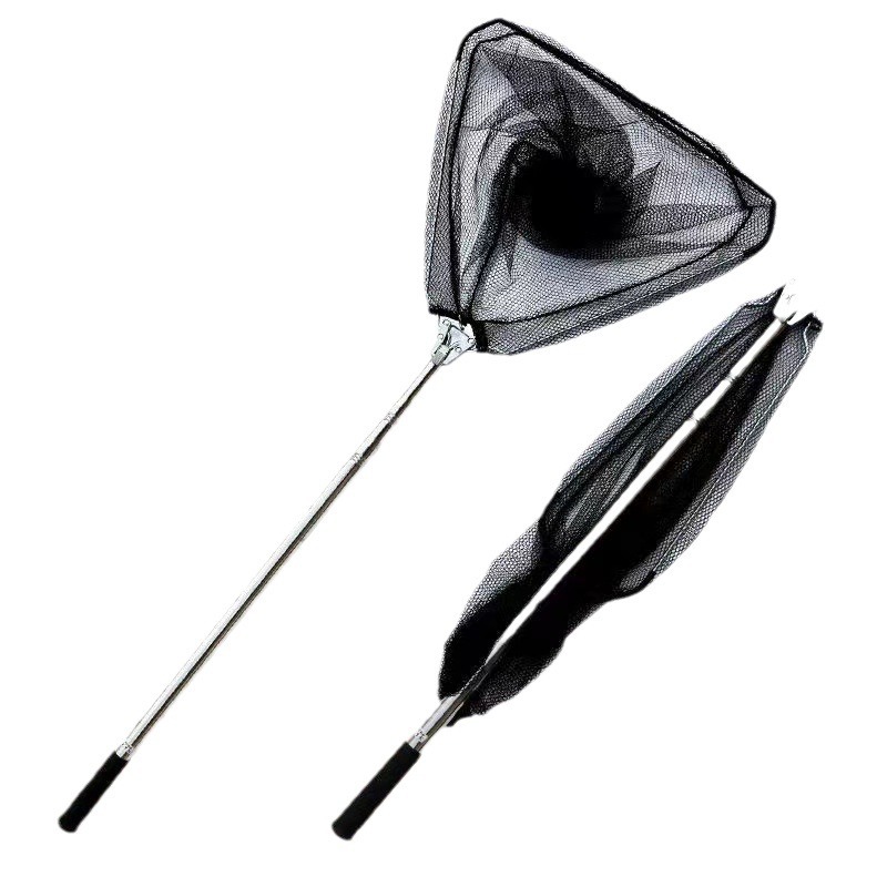 Folding fishing net telescopic net rod net bag net full set of fishing net black pit net fishing supplies equipment