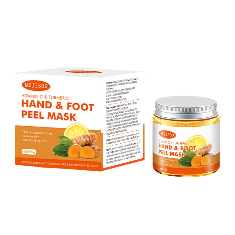 Cross-Border Turmeric Vitamin C Hand and Foot Mask Peel-Off Hand Mask Deep Cleansing and Exfoliating Hand Footpeel Mask