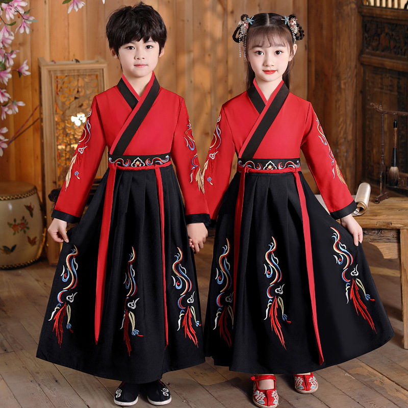 Factory direct book children's Hanfu boys Guoxue clothing girls new primary school students Hanfu three-character scriptures performance clothing