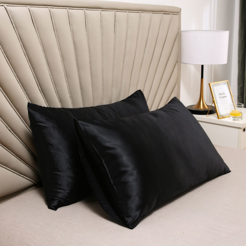 Amazon Home Cross-Border Wish Aliexpress Shopee Glossy Simulated Silk Satin Pure Color Single Pillowcase Manufacturer