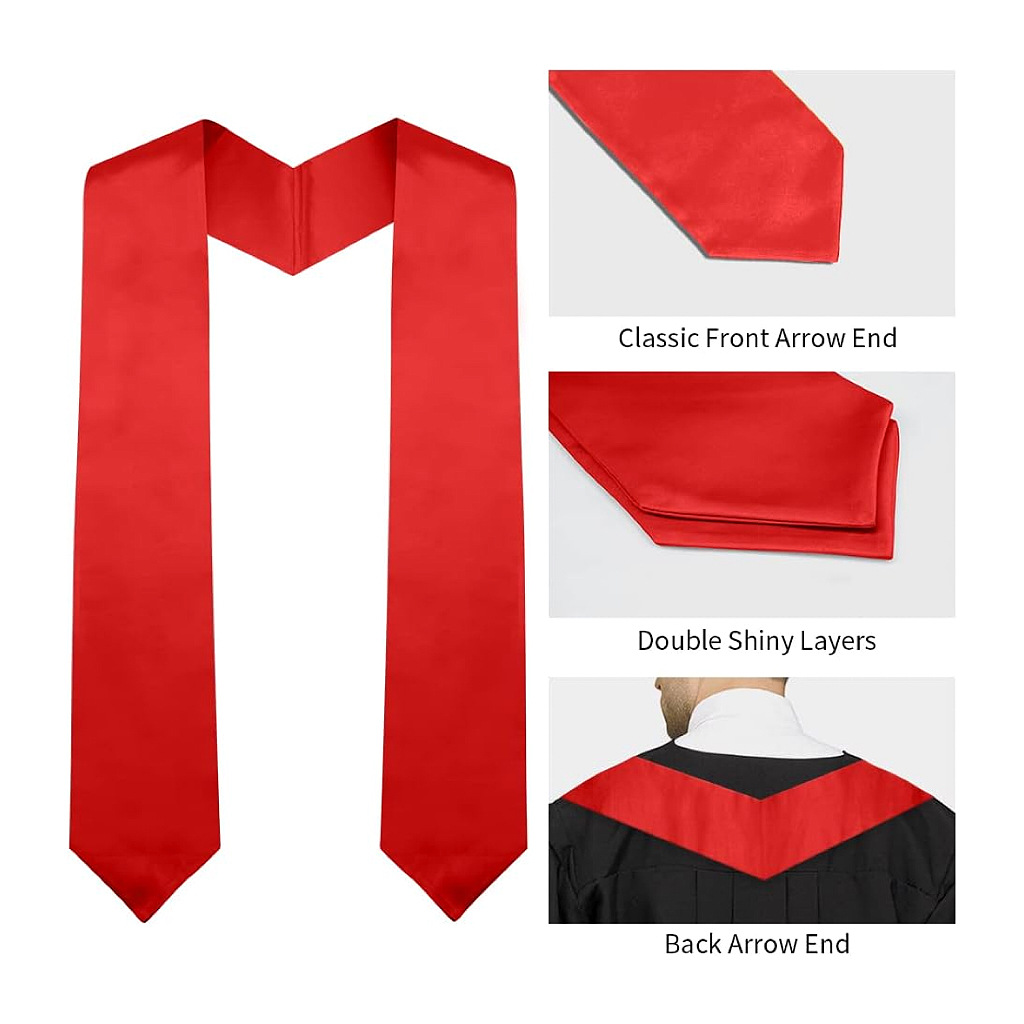 2025 Doctoral and Master's Degree Ribbon Solid Color Ceremonial Honor Award Satin Graduation Shawl Ribbon Available in Multiple Colors