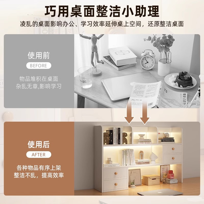 Bookshelf Desktop Storage Rack Simple Student Dormitory Multi-layer Storage Rack Office Desk Layered Rack Table Small Bookcase