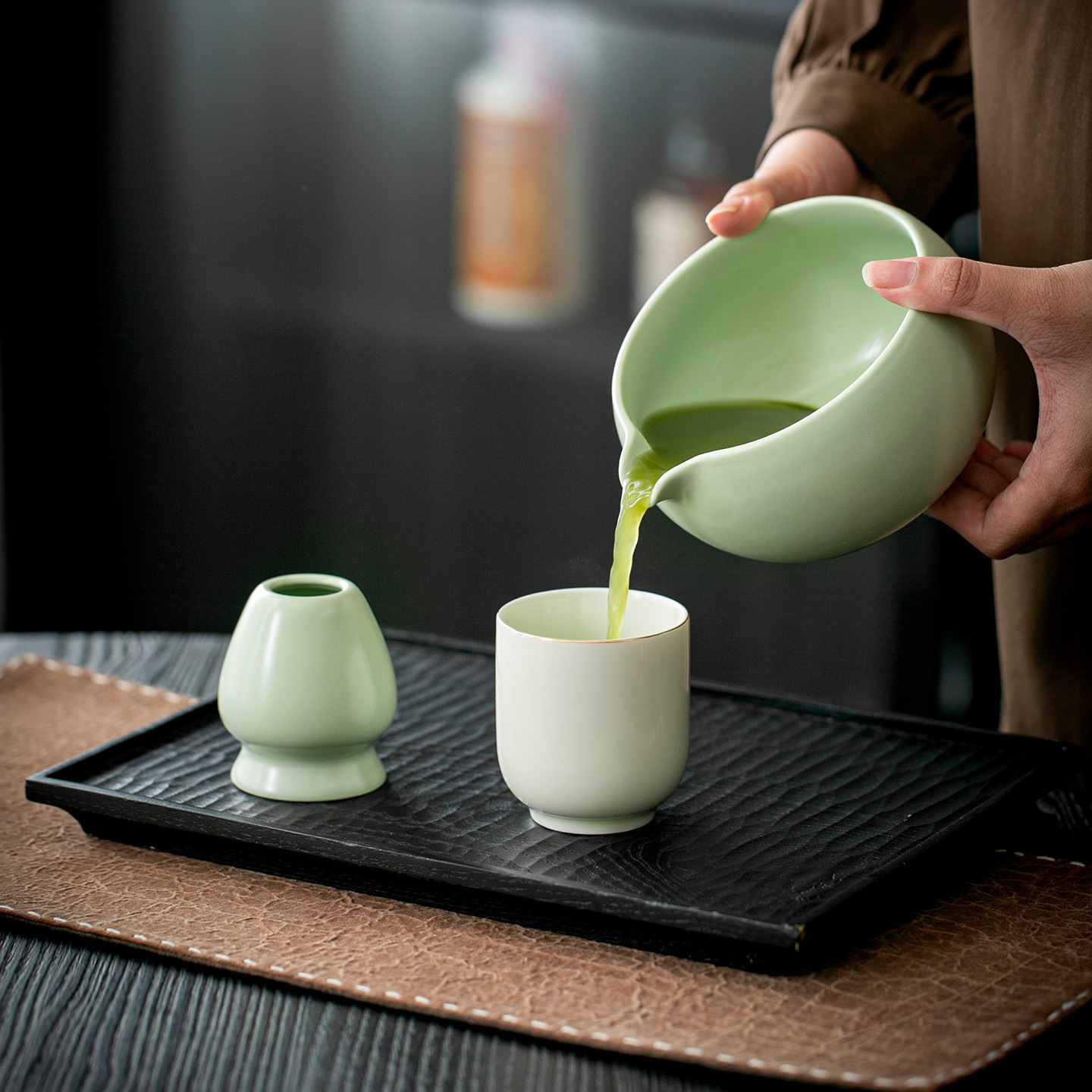 Cross-Border Amazon Japanese Matcha Bowl Ceramic Tea Whisk Bamboo Matcha Brush Bai Benli Song Dynasty Tea Ceremony Set