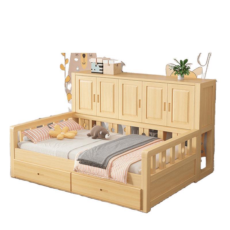 Solid Wood Children's Wardrobe Bed Tatami Multi-Functional Bed Cabinet Integrated Combination Simple Modern Home Conjoined Wardrobe Bed