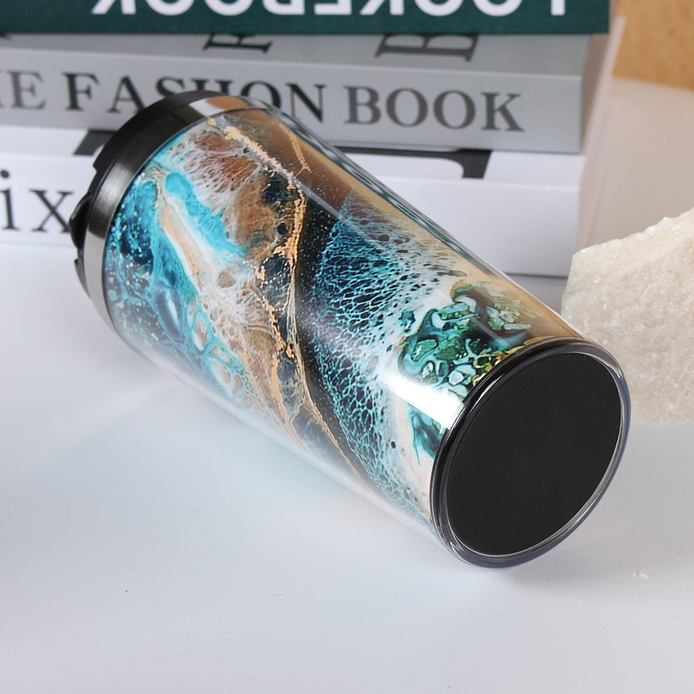 Cross-border steel plastic car Cup 450ML double-layer stainless steel cup factory direct supply logo printing wholesale