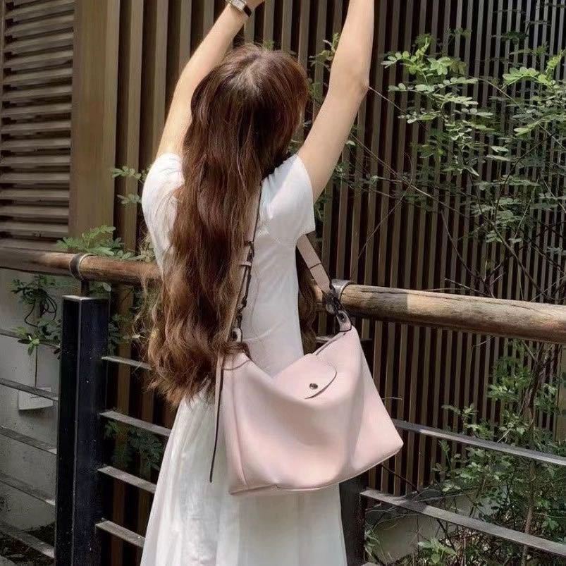 France's New Longxiang Hobo Armpit Cowhide Bag Satchel Shoulder Tong Meng Cross-Body Armpit Bag Large Capacity Tote Bag