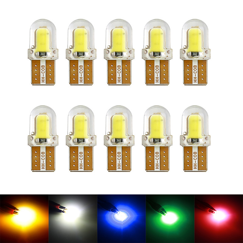 Motorcycle Led Width Indicator Light T10 Cob High Brightness Silicone Crystal Light License Plate Light Small Bulb Instrument Light