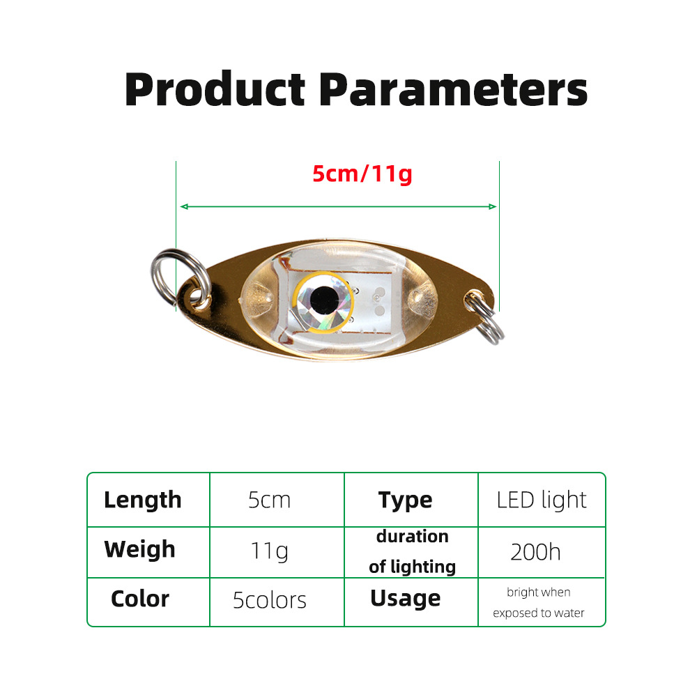 5cm LED Luya Leech Sequin Button Fish Eye Trap Light Electronic Luya Bait Underwater Fish Collator