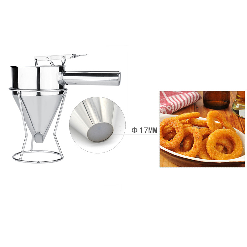 Stainless Steel Tapered Octopus Meatball Making Funnel Household Manual Chocolate Sauce Baking Tool Set with Seat