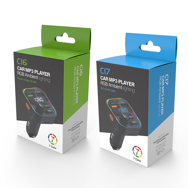 Cross-border new car Bluetooth mp3 super fast charging multifunctional car player charger fm transmitter