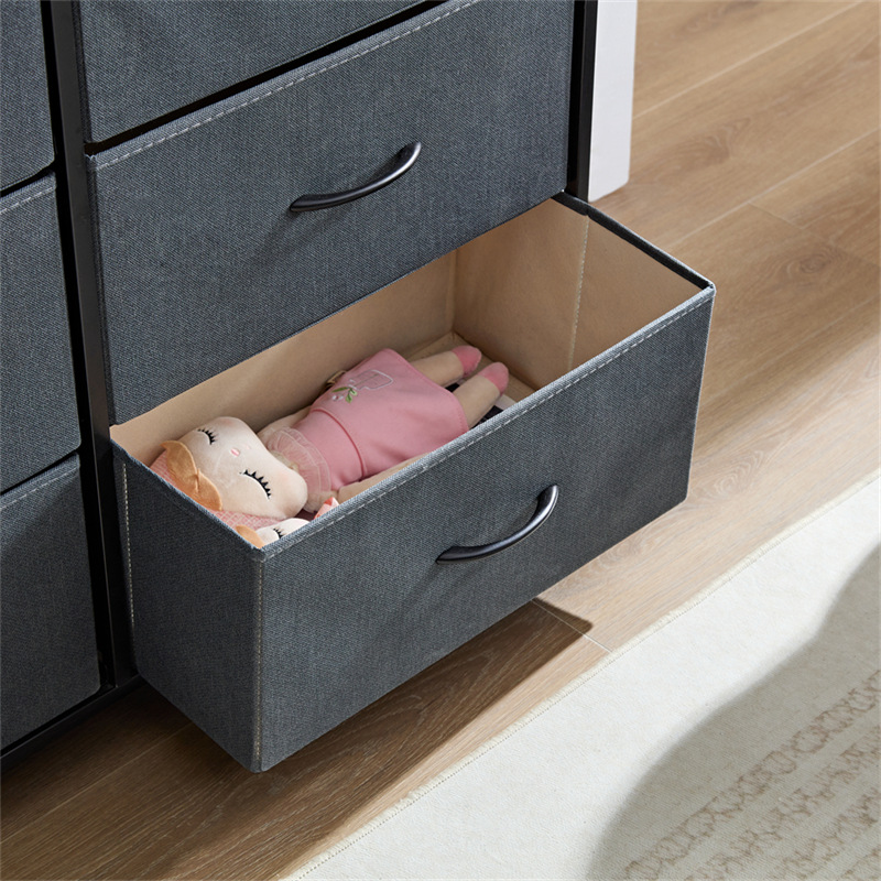 Customized Fabric Storage Cabinet with Metal Frame and Adjustable Legs, Nine-Drawer Cabinet, New Chinese Style