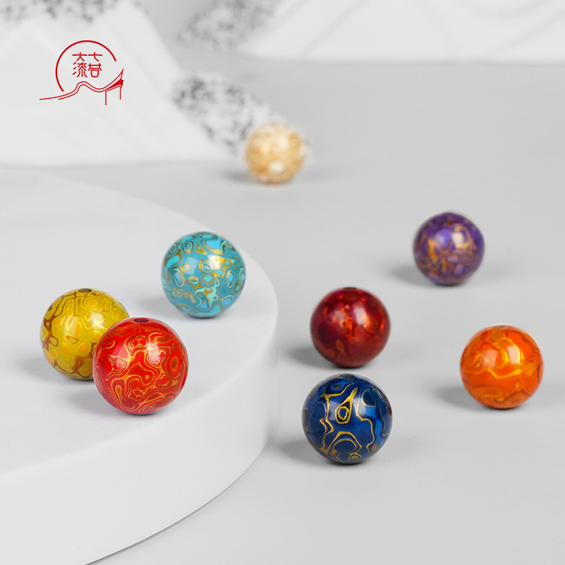 Лакированные бусины Семь аллей, свободные бусины, 12 бусин, традиционные украшения из лака, браслет DIY с бусинами, нематериальное наследие