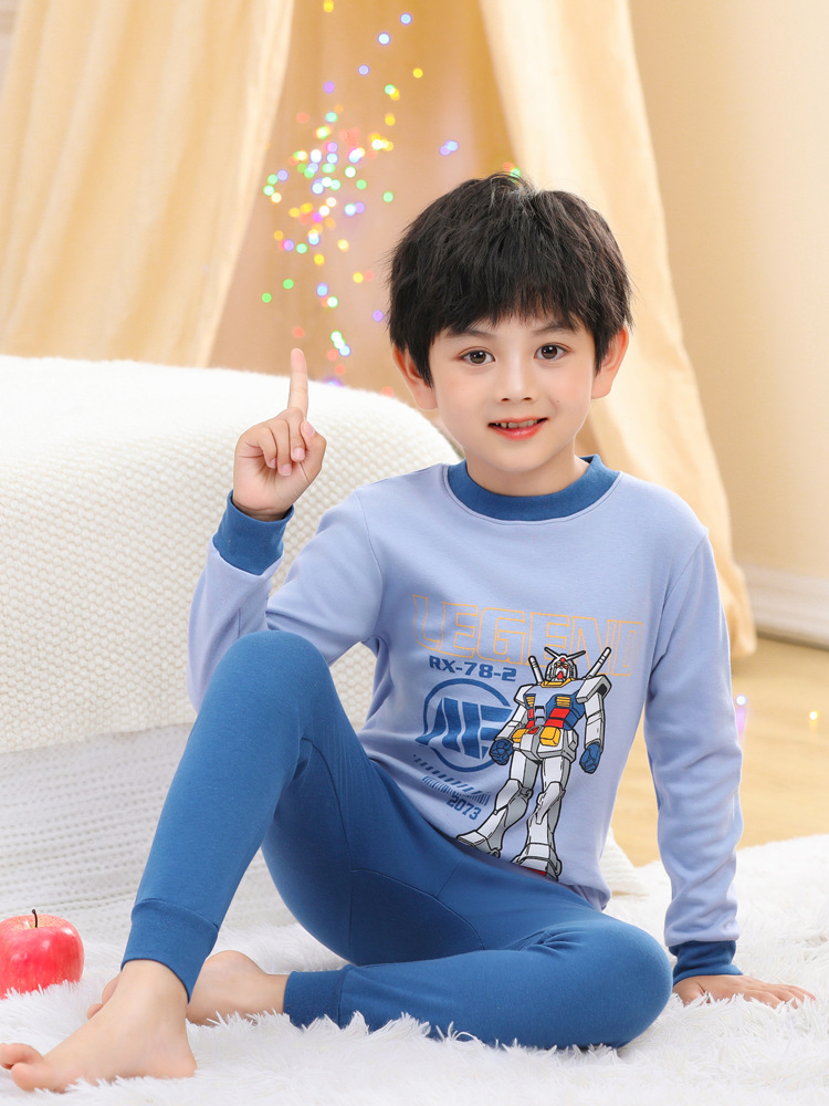 Boys' Autumn Clothes and Pants Cotton suit Girls' Middle Collar Underwear Children's Cotton Sweater Warm Bottoming Winter Pajamas
