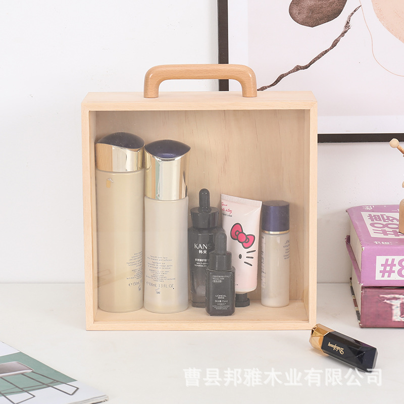 Wooden hand-held gift wooden box candy box high-grade transparent acrylic cover wedding gift bridesmaid gift box