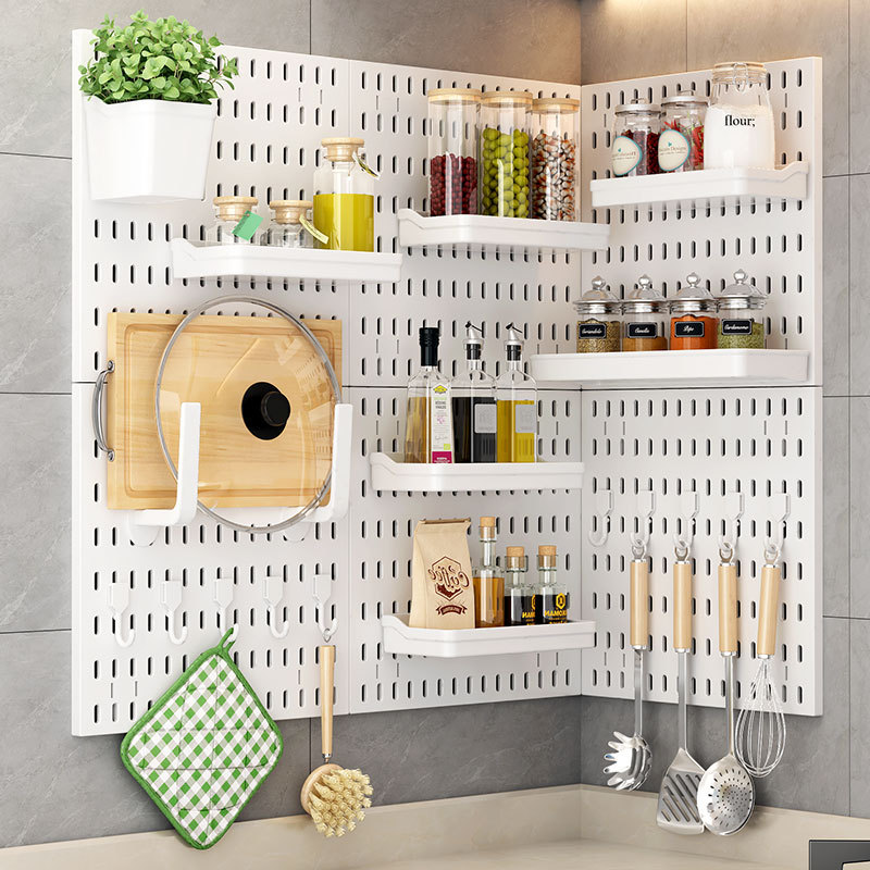 Hole-Free Hole Board Storage Rack Kitchen Hole Board Accessories Storage and Organization Display Rack Multi-Functional Hole Board