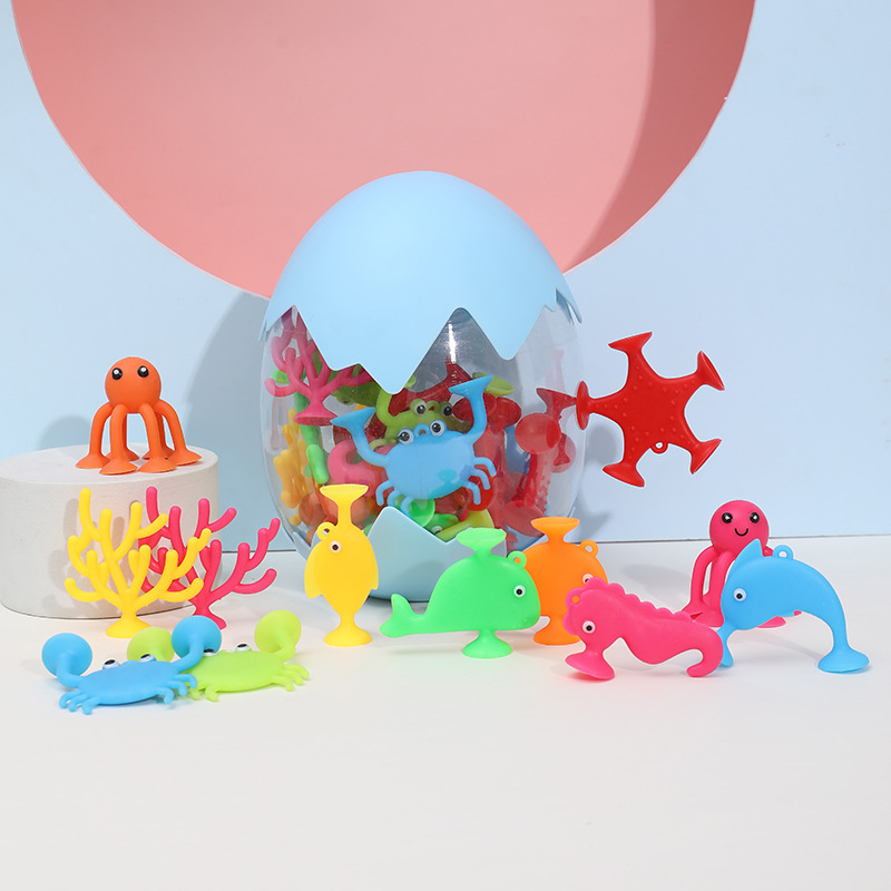 Оптовая серия морских игрушек с присосками милые морские животные осьминог дельфин игрушка для ванной детей