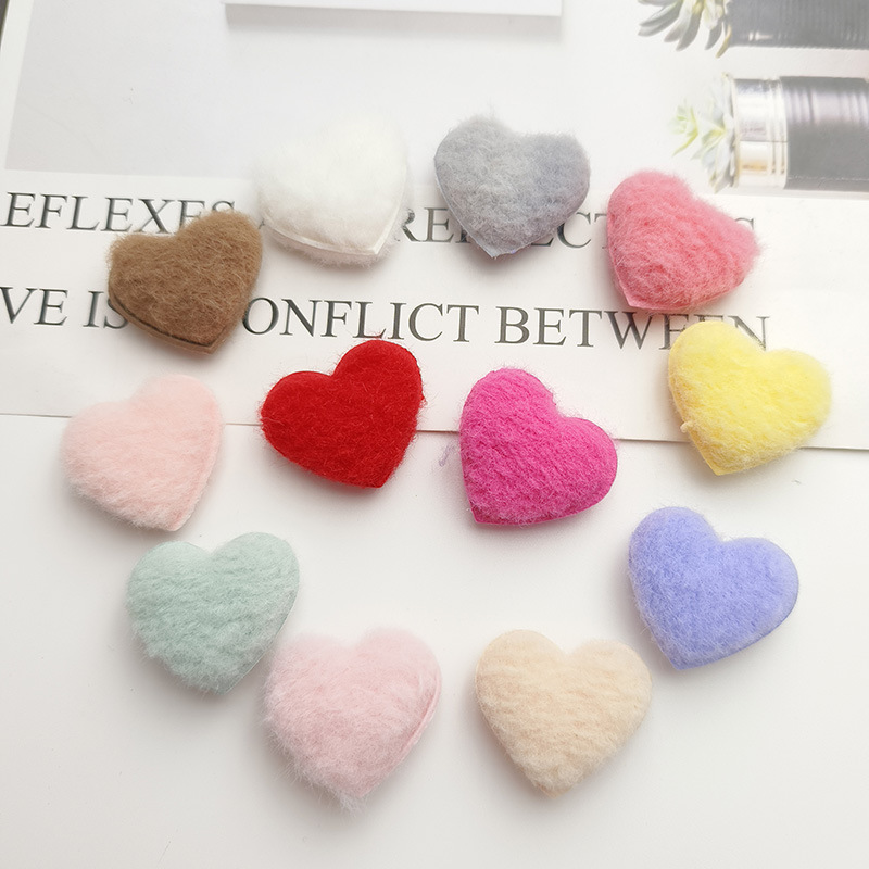 Autumn and Winter new 3.5cm double-sided plush candy color love children's headdress accessories diy clothing bag accessories